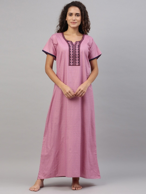 

TRUNDZ Pink Printed Organic Cotton Maxi Nightdress