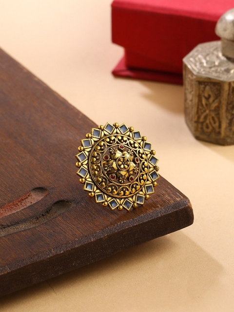 

Voylla Gold-Plated Arabian Nights Antique Round Brass Rings