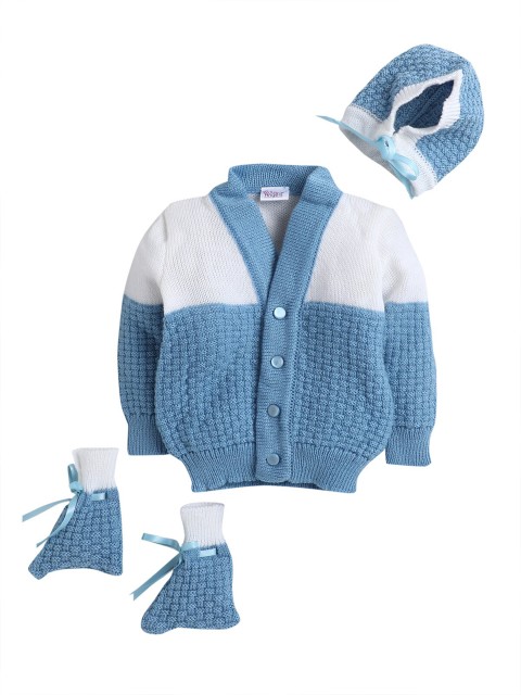 

Little Angels Boys Blue & White Cable Knit Cardigan