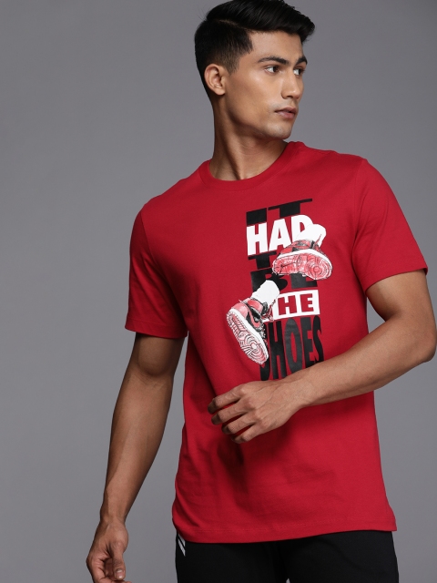 

Nike Men Red Graphic Printed Pure Cotton Casual T-shirt