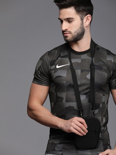 

Nike Men Black & Grey Abstract Printed Running Sports T-shirt