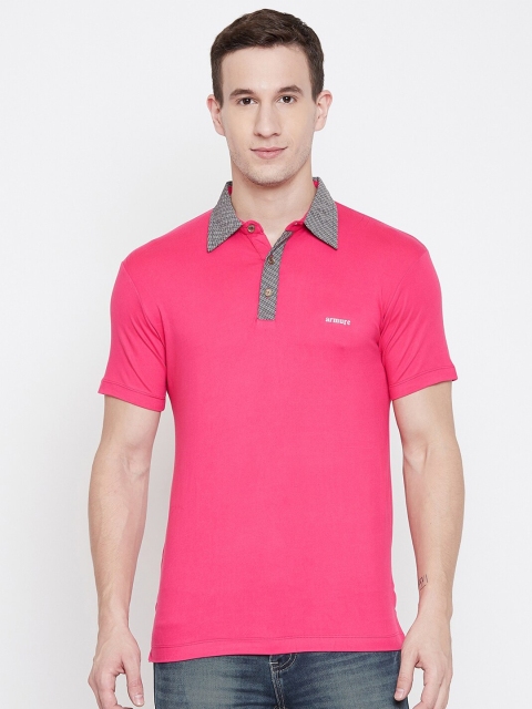 

armure Men Pink Polo Collar T-shirt