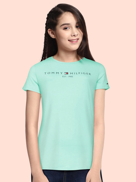 

Tommy Hilfiger Girls Green Typography Organic Cotton T-shirt