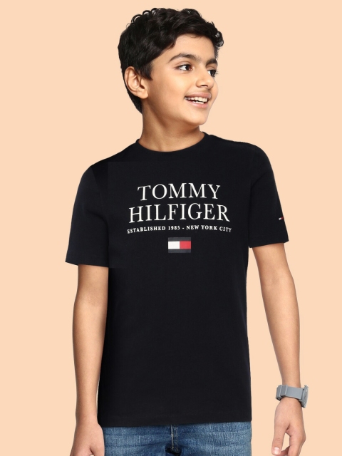 

Tommy Hilfiger Boys Black Brand Logo Printed Organic Cotton T-shirt