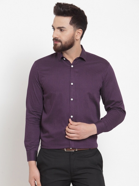 

JAINISH Men Purple Comfort Micro Checked Pure Cotton Formal Shirt