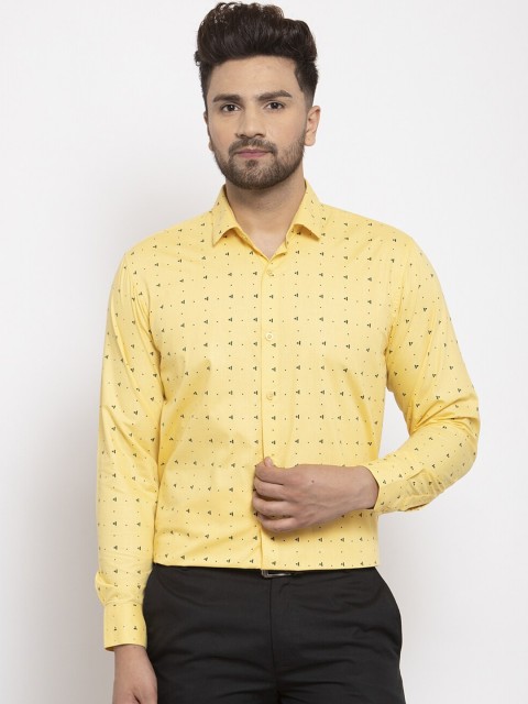 

JAINISH Men Yellow Comfort Printed Formal Shirt
