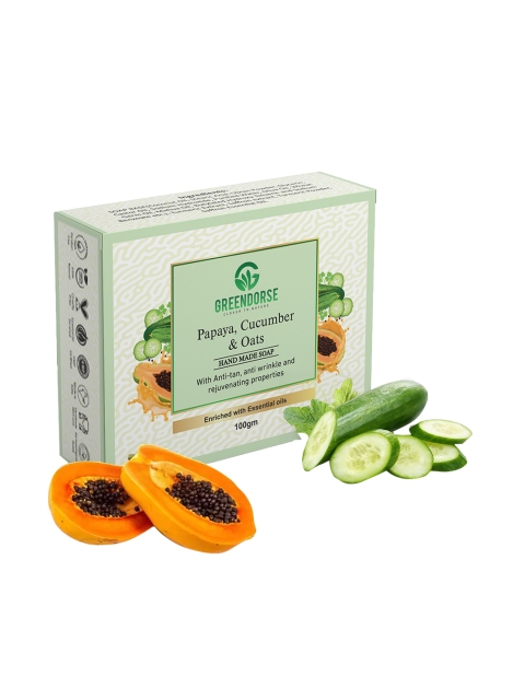 

GREENDORSE Papaya, Cucumber & Oats Natural Cold-pressed Handmade Soap, Tan