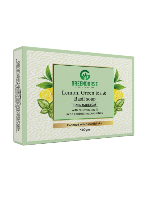 

GREENDORSE Lemon, Green tea & Basil Natural Cold-pressed Handmade Soap 100gms