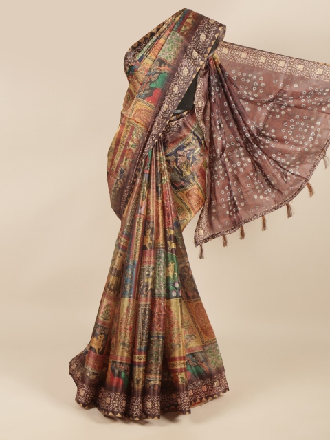 

Pothys Brown & Beige Bandhani Printed Saree