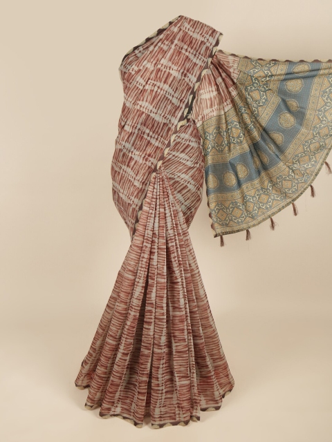 

Pothys Brown & Grey Printed Saree