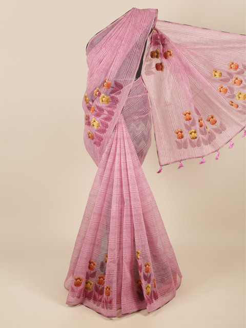 

Pothys Pink & Yellow Floral Saree