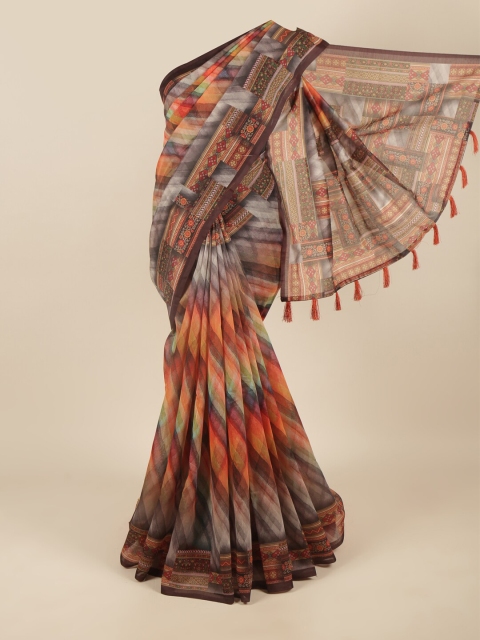 

Pothys Multicolour Cotton Blend Saree, Grey