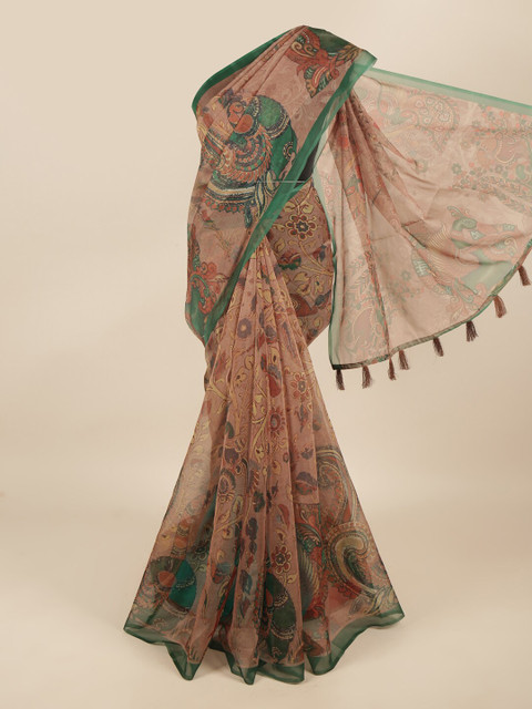 

Pothys Brown & Green Floral Saree