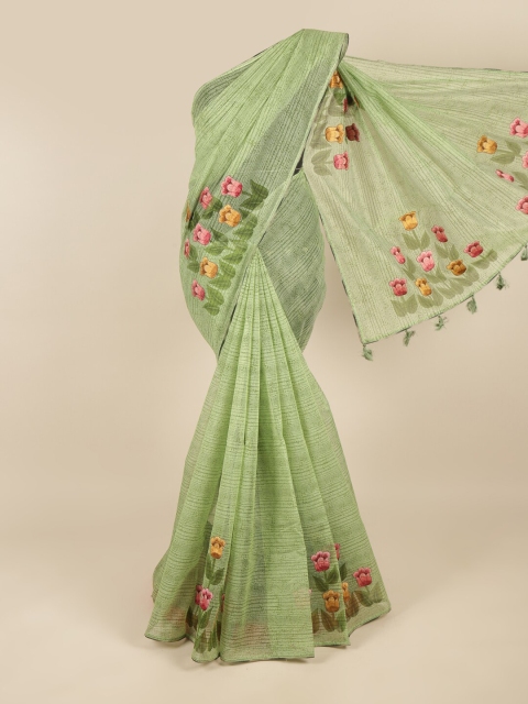

Pothys Green & Multicoloured Floral Printed Saree