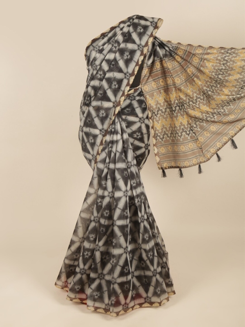 

Pothys Grey & Brown Printed Saree