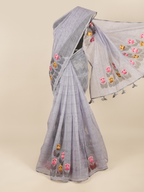 

Pothys Blue Floral Printed Cotton Blend Saree