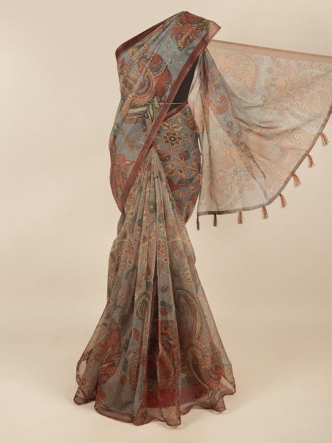 

Pothys Grey & Brown Ethnic Motifs Saree