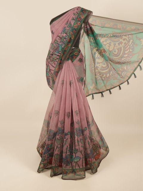 

Pothys Pink Floral Printed Cotton Blend Saree