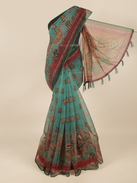 

Pothys Green & Red Ethnic Motifs Saree