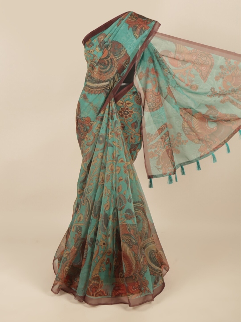 

Pothys Green & Brown Floral Saree