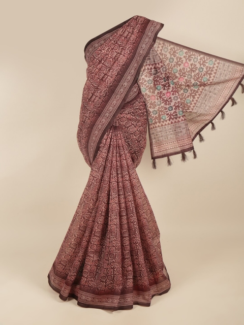 

Pothys Mauve & Blue Floral Saree