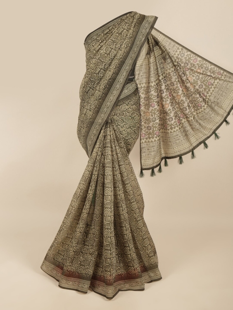 

Pothys Green & Beige Ethnic Motifs Saree