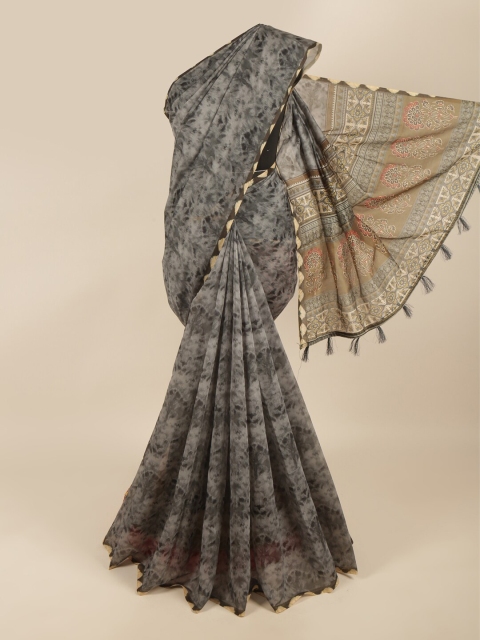 

Pothys Grey & Brown Cotton Blend Saree
