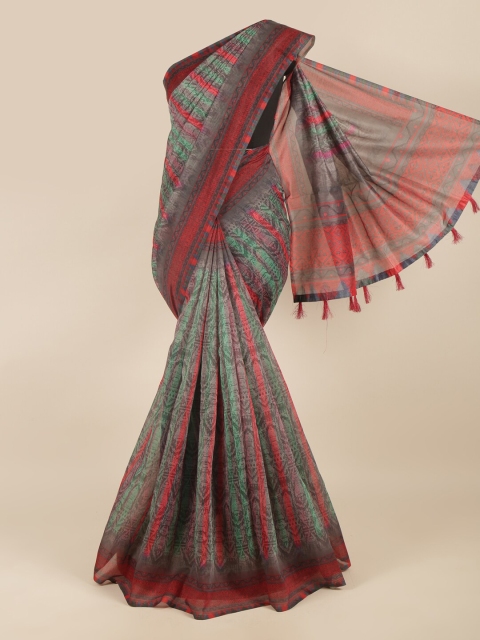 

Pothys Green & Red Ethnic Motifs Printed Cotton Blend Saree