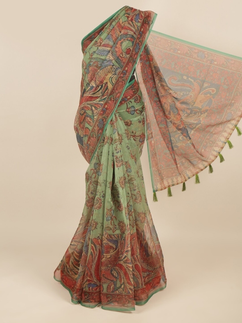 

Pothys Green Floral Printed Cotton Blend Saree