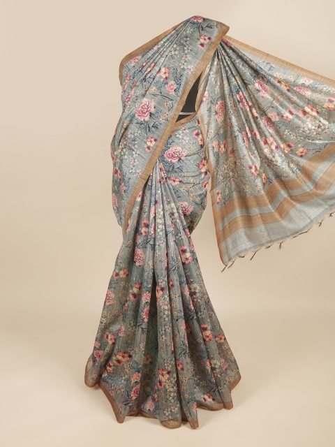 

Pothys Blue & Pink Floral Saree