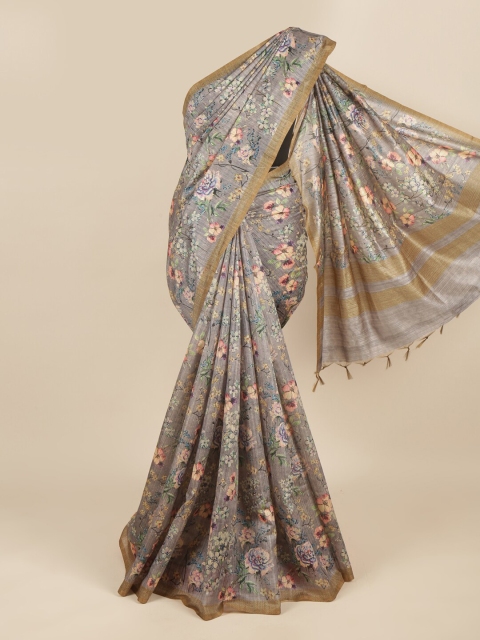 

Pothys Grey & Red Floral Saree