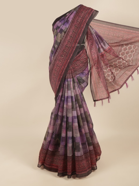 

Pothys Purple & Brown Printed Saree