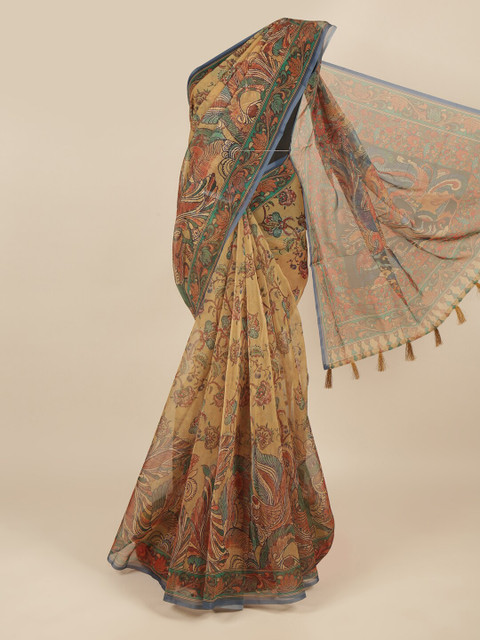 

Pothys Mustard & Green Ethnic Motifs Saree