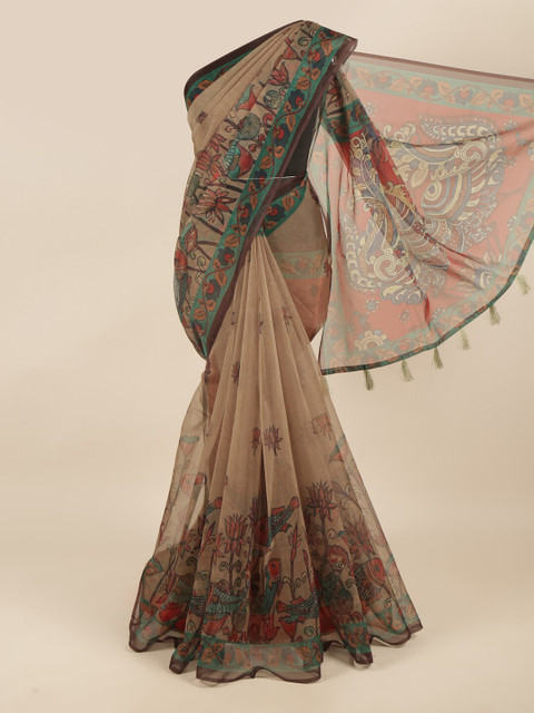 

Pothys Green & Beige Ethnic Motifs Saree