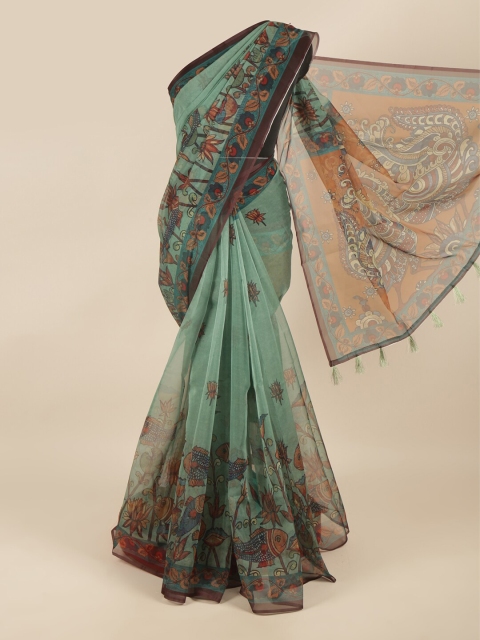 

Pothys Green & Rust Kalamkari Printed Saree