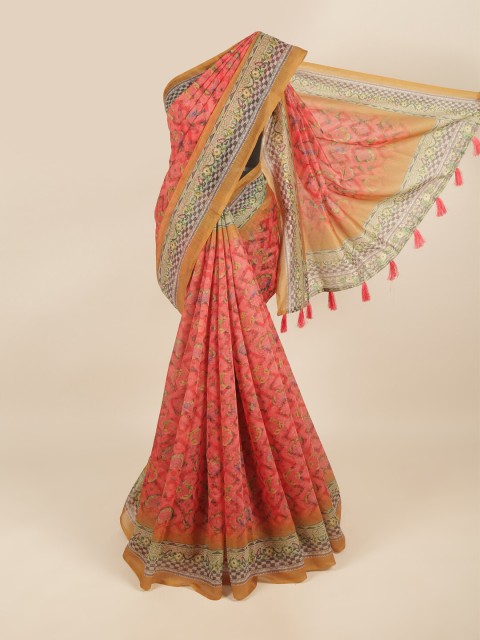 

Pothys Pink & Brown Floral Saree