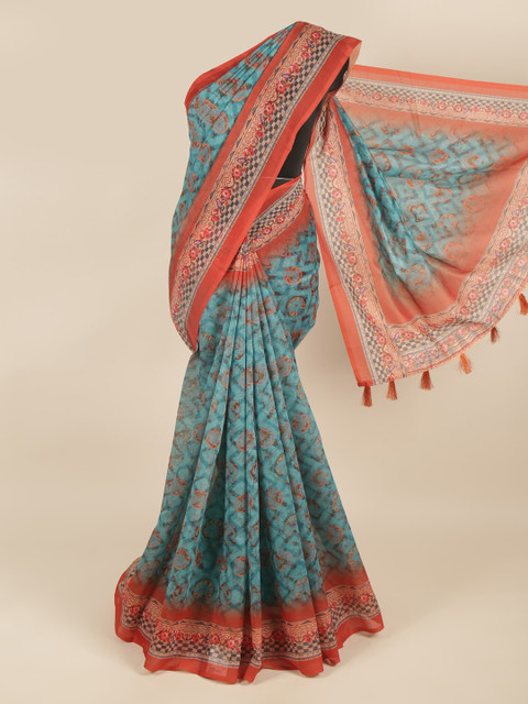 

Pothys Blue & Red Floral Saree