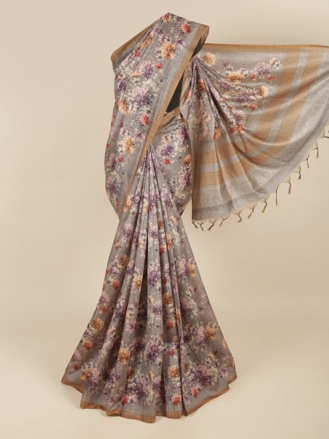 

Pothys Grey & Brown Floral Saree