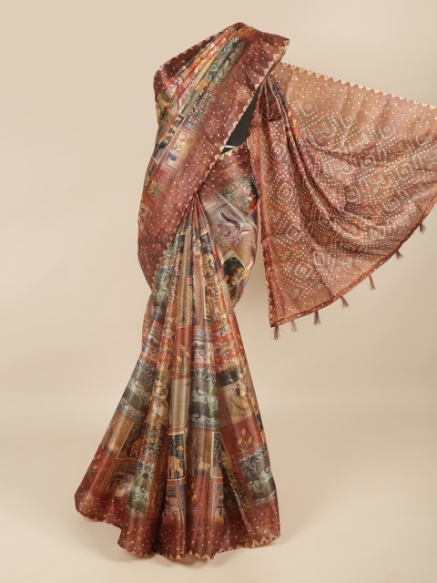 

Pothys Brown & Red Ethnic Motifs Printed Saree