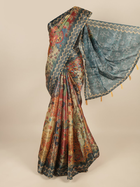 

Pothys Grey & Maroon Floral Printed Saree