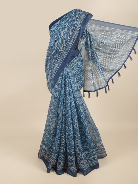 

Pothys Blue & White Ethnic Motifs Saree