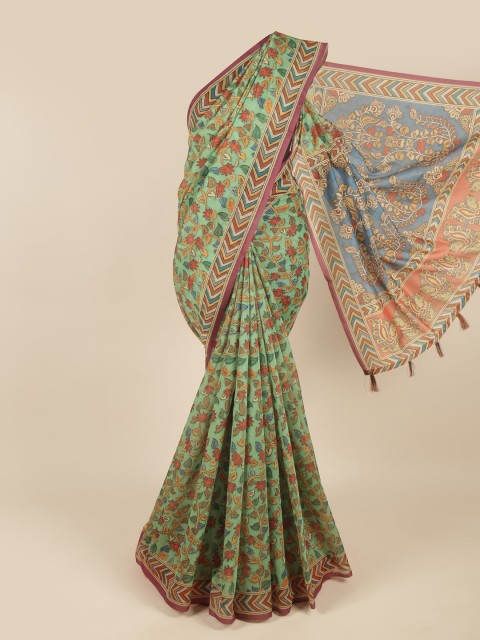 

Pothys Green & Red Kalamkari Printed Saree