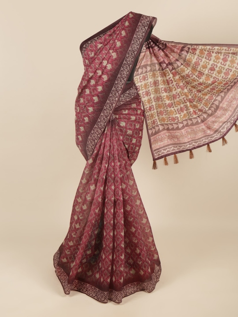 

Pothys Mauve & Brown Ethnic Motifs Saree