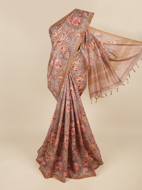 

Pothys Brown & Peach-Coloured Floral Saree