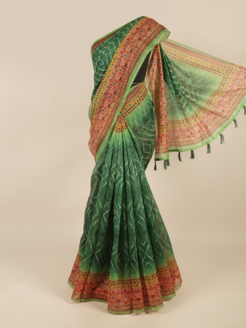 

Pothys Green & Maroon Geometric Printed Saree