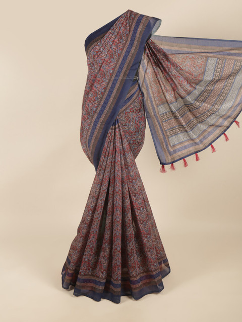 

Pothys Red & Blue Ethnic Motifs Printed Saree