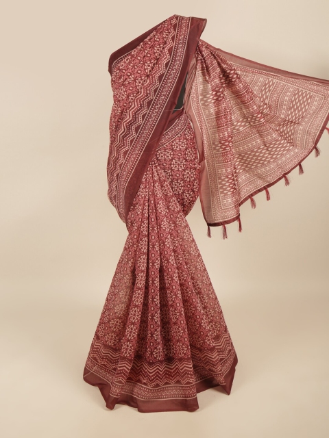 

Pothys Rust & White Floral Printed Saree