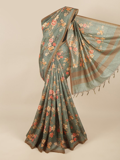 

Pothys Green & Pink Floral Saree