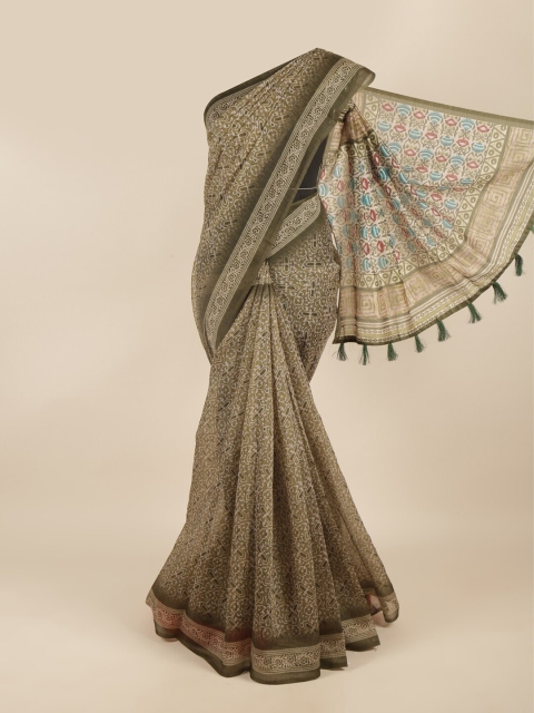 

Pothys Green & Beige Ethnic Motifs Saree