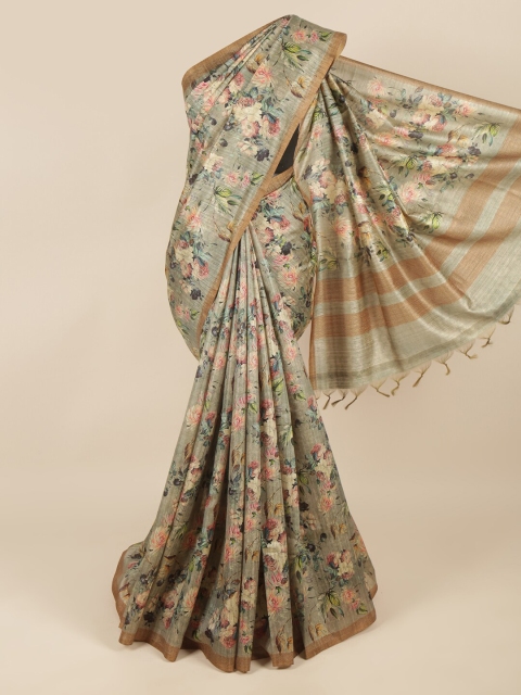 

Pothys Green & Pink Floral Printed Saree